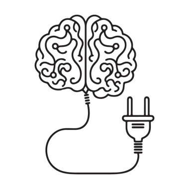 Eklenti Silueti Sanatı ile Yaratıcı Beyin Gücü İllüstrasyonu