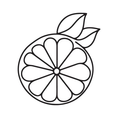 Turuncu Meyve Dilimi Bir Çizgi Minimalist Vektör Sanat Çizimi