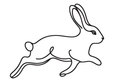 Koşan Tavşan Tavşan Hayvanı Silueti Sürekli Çizim Sanatı