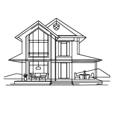 Lüks Ev Vektörü İllüstrasyon İki Hikaye Ev Modern Tasarımı