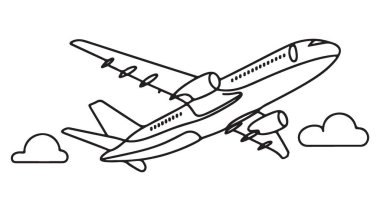 Uçak Vector Illustration Uçan Uçak Seyahat Taşımacılık Tasarımı