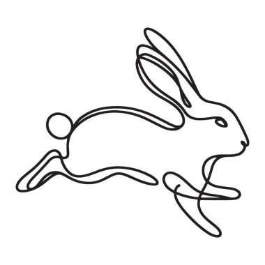 Tavşan Vektör Hattı Sanat Silüeti Çizimi ve Vahşi Yaşam Çizimi