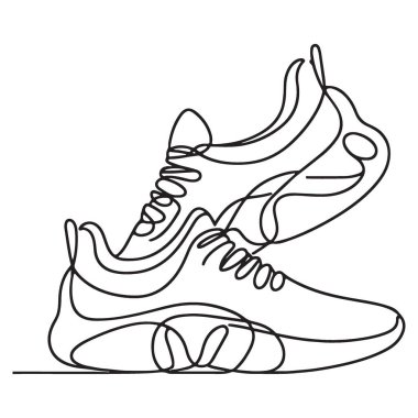 Sneakers Line Sanat Vektörü Siluet Çizimi ve Koşu Ayakkabıları Tasarımı