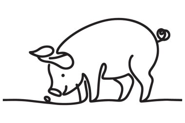 Yemek vektörü tasarımı arayan bir domuzun minimalist çizgisi.