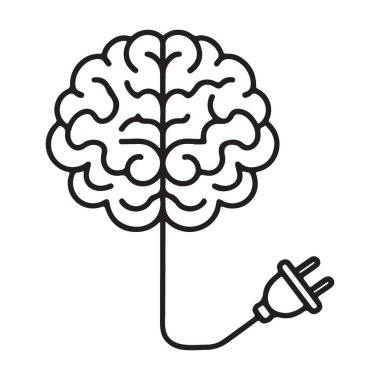 Düşünce konseptinin gücü için vektör siluetine sahip beyin