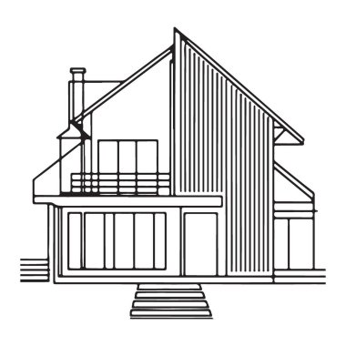 Mimari görselleştirme için modern ev vektör çizimi