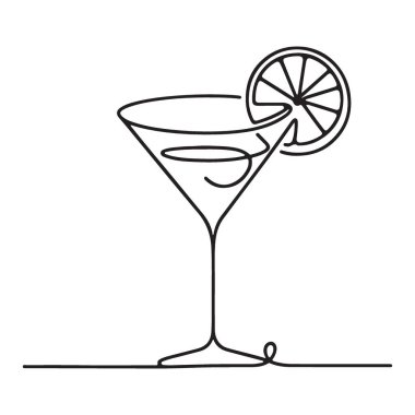 Bar ve içecek tasarımları için bir çizgi kokteyl çizimi