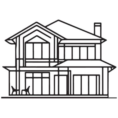 Gayrimenkul için iki katlı ev vektör çizimi