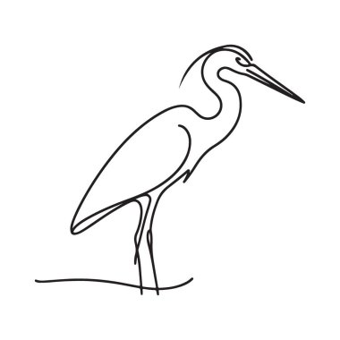 Doğa ve Vahşi Yaşam Projeleri için Zarif Balıkçıl Siluet Vektör İllüstrasyonu