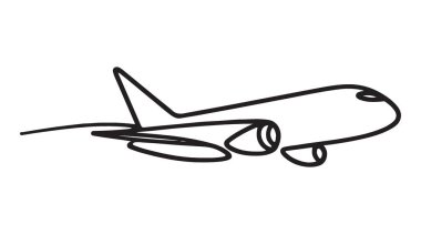 Uçak ana hatlarıyla uçan havayolu seyahat minimalist vektör çizim biçimi