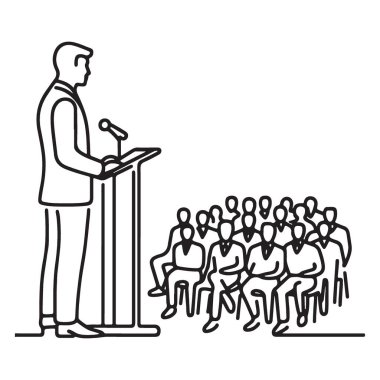 Sözcü kitlesi tasarım vektörü illüstrasyon konferansı sunum biçimi