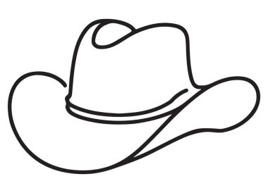 Klasik Kovboy Şapkası Siluet Vektör İllüstrasyon Batı Kültür Tasarımı