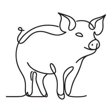 Şirin Domuz Çizimi Minimalist Sanat Çiftliği Hayvan Tasarımı