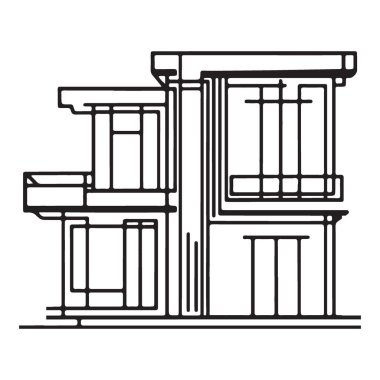 Mimari Yapı Bir Çizgi Çizim Vektörü Binanın Resmedilmesi