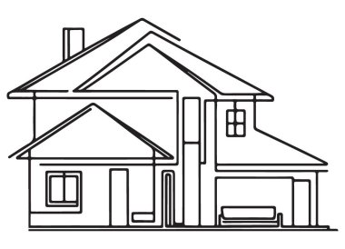 Bir Ev ve Ev Mimarisinin Zarif Çizgi Sanatı İllüstrasyonu
