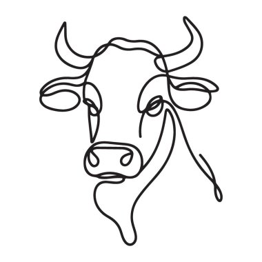 İneklerin Başı Çiftlik Hayvanlarının Ayrıntılı Çizgisi