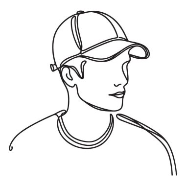 Minimalist Adam Cap Vektör İllüzyonu, Devamlılık Çizgisi Sanatı