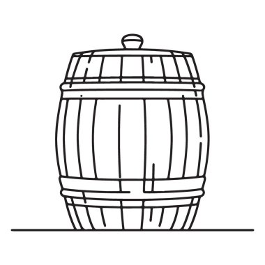 Bira Fabrikası ve İçki Fabrikası Tasarımları için Klasik Tahta Varil Çizimi