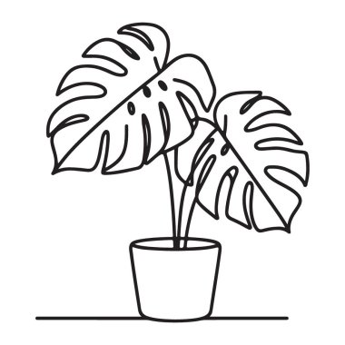 Canavar Bitkisi Tencere Vektörü Silueti Görüntü Modern Dekorasyonu