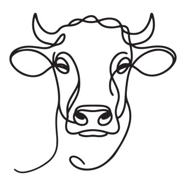 Çiftlik Evi Dekorasyonu için Minimalist Bir Satır İnek İllüstrasyon Vektör Sanatı