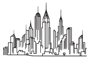 Kentsel Peyzaj Tasarımı için New York Şehri Skyline Vektör İllüstrasyonu