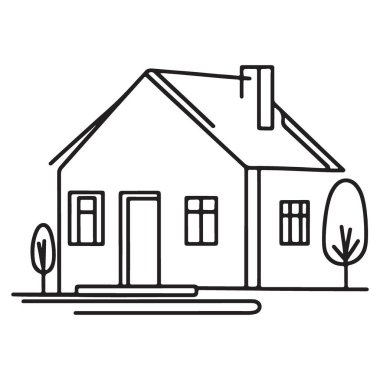 Basit ev vektör çizimi kırsal alan grafiğinde küçük bina