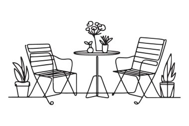 Minimalist Bahçe Masası ve Açık Hava Tasarımları İllüstrasyonu