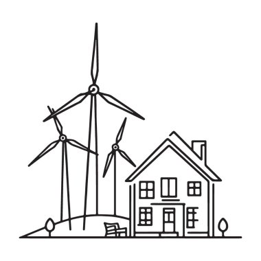 Sürdürülebilir Canlı Yenilenebilir Enerji Rüzgâr Gücü Ev Görünümü