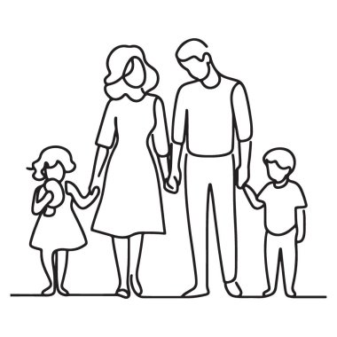 Aile Beraberliği Yürüyen Eller Siluet Çizim Sanatı