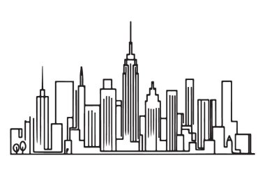 New York şehrinin silueti vektör silueti illüstrasyon şehir mimarisi