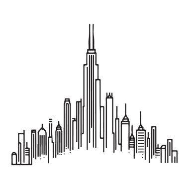 Şehir Skyline Devamlılık Çizgisi Sanat New York Siluet Şehir Tasarımı