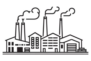 Sanayi Tasarımı İçin Duman Yığını ile Fabrika Vektör İllüstrasyonu
