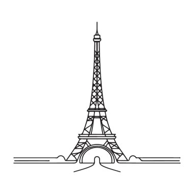 Eyfel Kulesi Paris Tarihi Simge Vektör İllüstrasyon Sanatı
