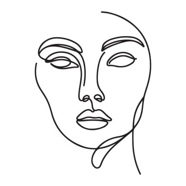 Kadın yüz tasarımı kavramının minimalist sürekli çizimi