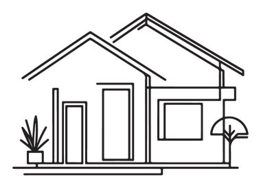 Modern House One Line Aralıksız Tasarım Minimalist Stili Çiziyor