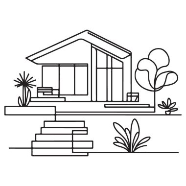Mimari Tasarımlar İçin Modern Ev Minimalist Vektör İllüstrasyonu