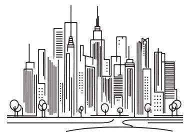 Modern Şehir Manzarası Silueti Şehir Yaşamının Sembolü