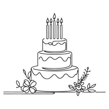 Bir satır düğün pastası tatlı kutlama silueti sanatı