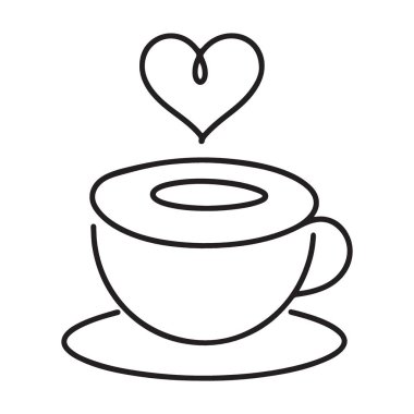Kalp Zarif Çizgi Sanat Sanatı İllüstrasyonlu Kahve Bardağı