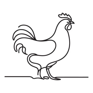 Contour Rooster Silhouette İllüstrasyon Çiftliği Hayvan Tarım Çiftliği Hayvanları Tasarımı