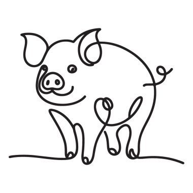Şirin Domuz Silueti Bir Satır Çizim Vektörü Sanat Çizimi