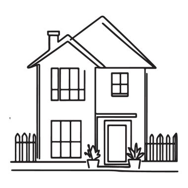 Samimi Tek Hat Bahçeli Banliyö Evi Çizimi