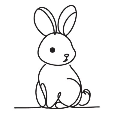 Şirin Tavşan Silueti Sürekli Çizim Biçimi Vektör Sanatı