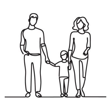 Basit Sanatta Sevgi ve Birlikteliği kucaklayan Tek Satır Aile Resimleri