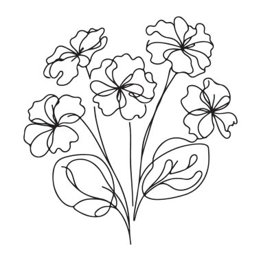 Narin Çiçek Çizimi Süreklilik Çizgisi Zarif Çiçek Vektör Tasarımı