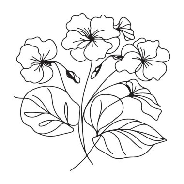 Zarif Çiçek İllüstrasyon Vektör Sanatı Zarif Çiçek Çizimi Tasarımı