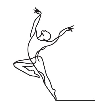 Dans Eden Tek Satır Sanat Silüeti Kadın Zarif Vektör İllüstrasyonu