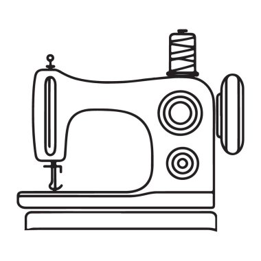 Dikiş Makinesi Devamlı Çizgi Sanat Terzisi Siluet Vektör Tasarımı