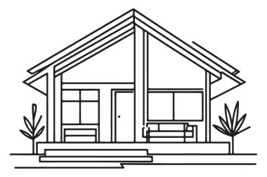 Modern Ev Hattı Sanat Vektörü Resimleri Emlak Tasarımı
