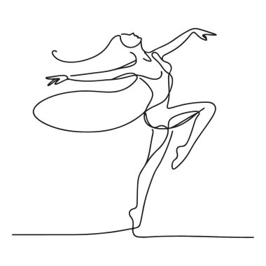 Zarif Balerin Hattı Sanat Dansçısı Kadın Silüeti Çizimi